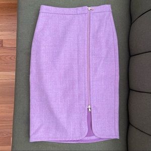 J Crew pink wool side gold zipper pencil skirt size 00